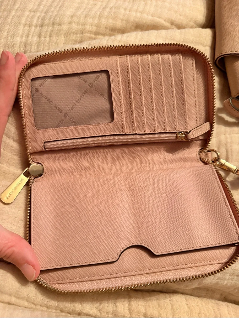 Michael Kors Blush Saffiano Leather Shoulder Bag with Matching Wallet